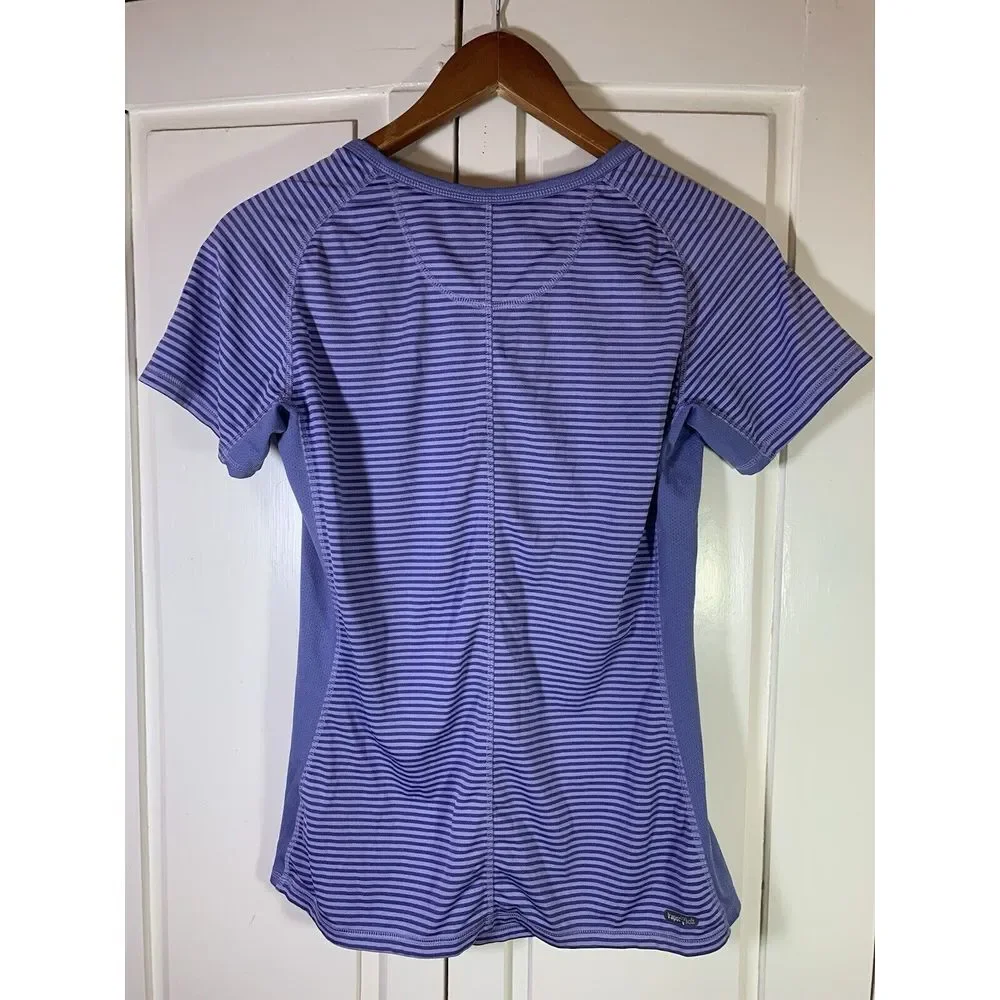 The‎ North Face T Shirt Womens Medium Purple Stripes Outdoorsy Hiking READ - Picture 3 of 14